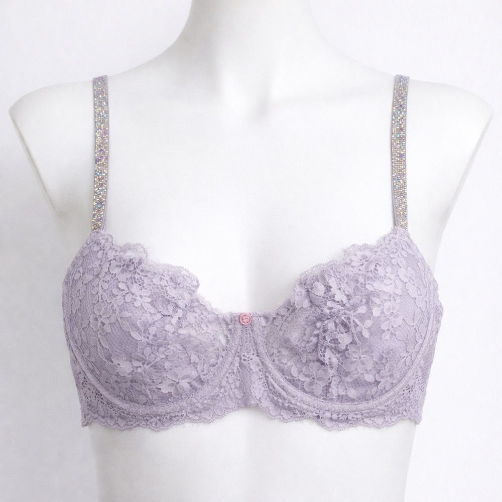 Lavender Lulac Lace Underwire Bra with Sparkling Straps